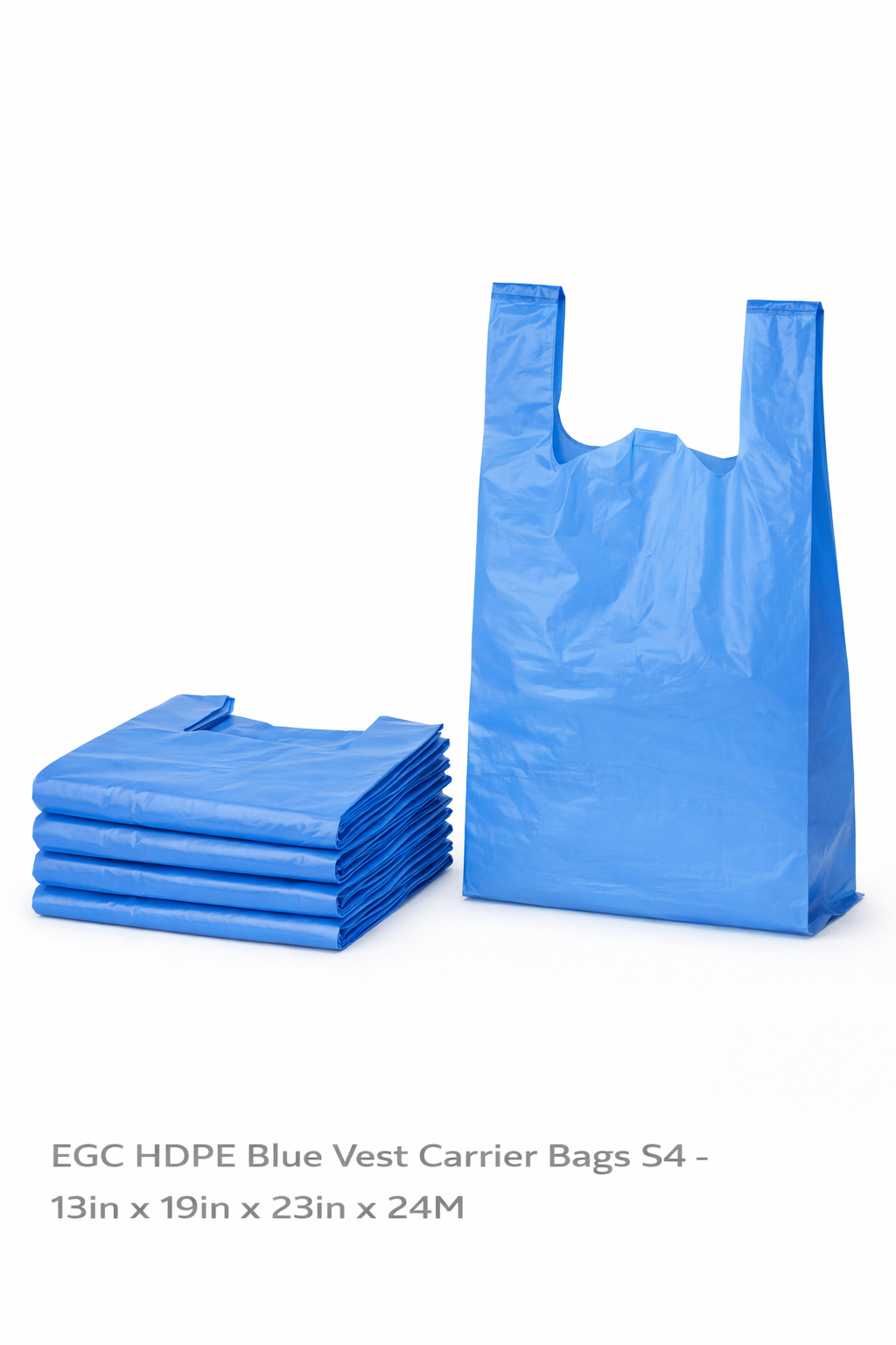 EGC HDPE Blue Vest Carrier Bags S4 - 13in x 19in x 23in x 24M