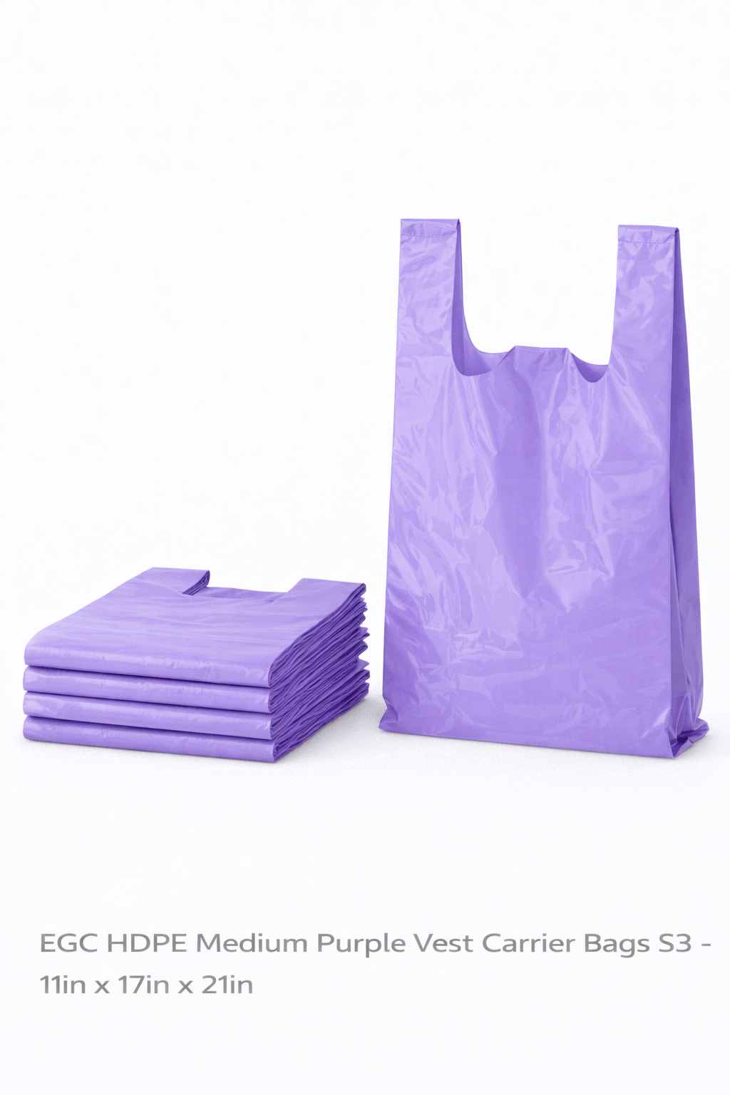 EGC HDPE Medium Purple Vest Carrier Bags S3 - 11in x 17in x 21in