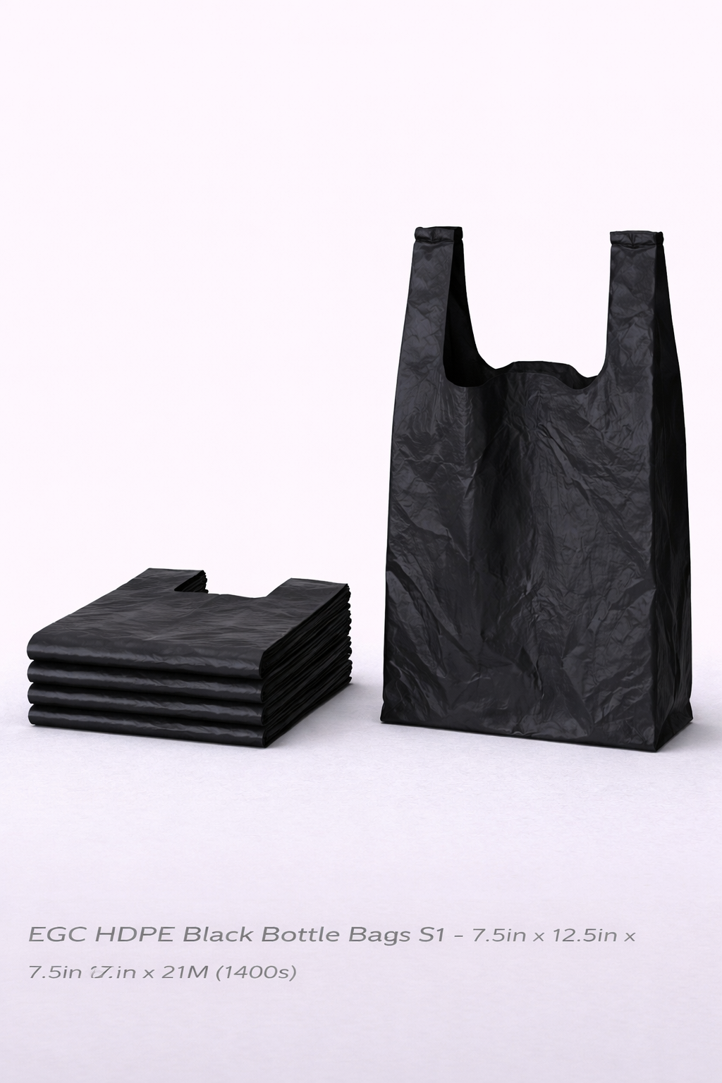 EGC HDPE Black Bottle Bags S1 - 7.5in x 12.5in x 17.5in x 21M (1400s)