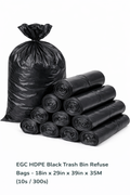 EGC HDPE Black Trash Bin Refuse Bags - 18in x 29in x 39in x 35M (10s / 300s)