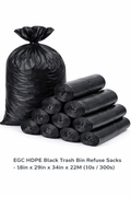 EGC HDPE Black Trash Bin Refuse Sacks - 18in x 29in x 34in x 22M (10s / 300s)