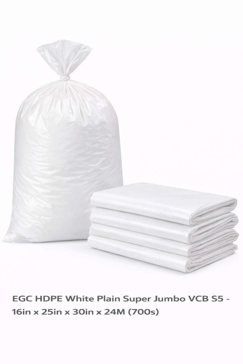 EGC HDPE White Plain Super Jumbo VCB S5 - 16in x 25in x 30in x 24M (700s)